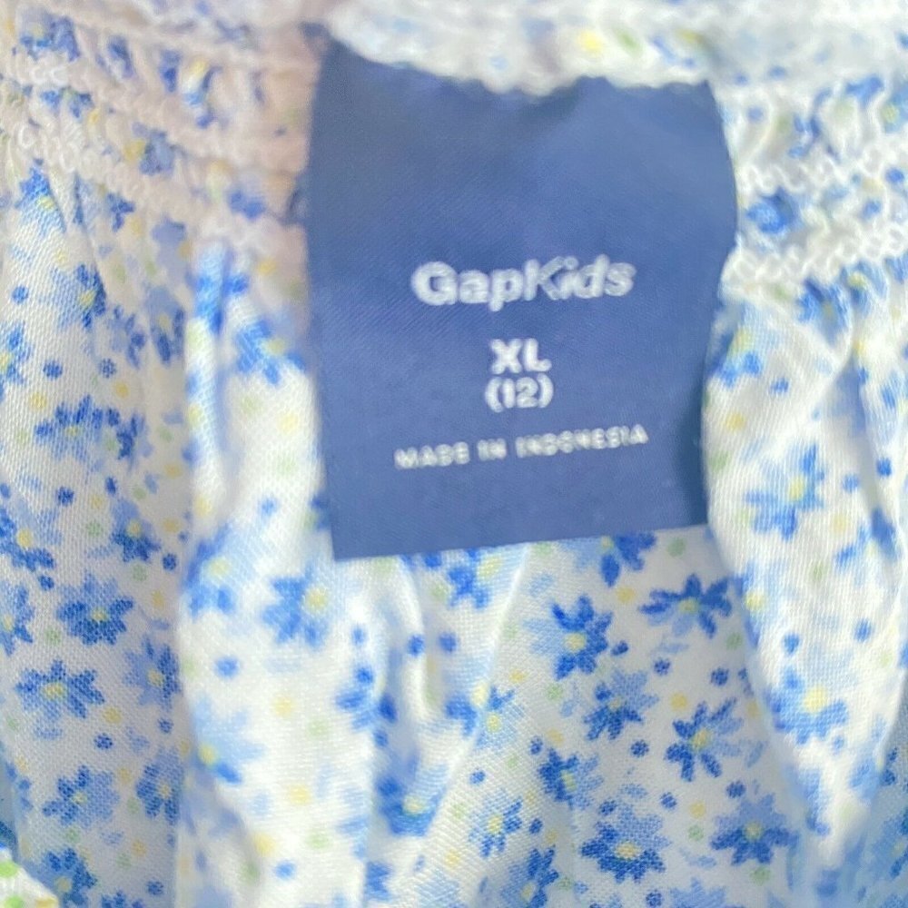 Gap Kids Girls Blue Floral Cottage Core Rayon Shorts Romper Sz 12 - Picture 4 of 5